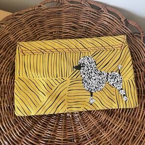 Anthropologie Pilcro Poodle Dog Print Clutch Pouch Purse Yellow
